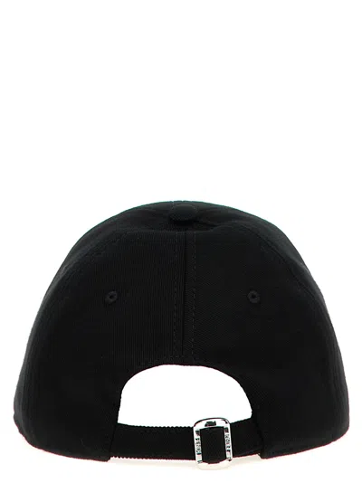Fendi Men Wool Blend Baseball Hat With Logo Embroidery In Black