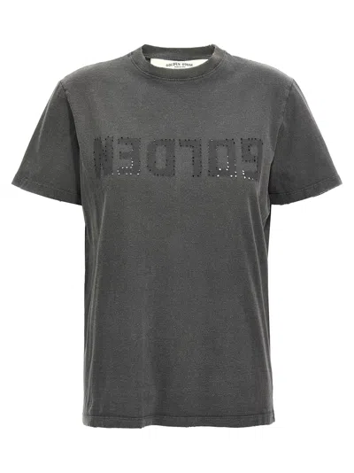 Golden Goose Doris Cotton T-shirt With Logo Detail In Gray