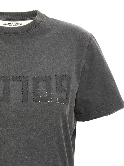 Golden Goose Doris Cotton T-shirt With Logo Detail In Gray