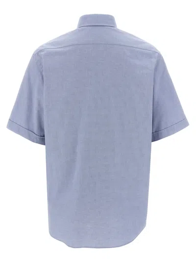 Fendi Embroidered-pocket Short-sleeve Shirt In Blue
