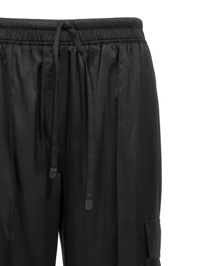 Tom Ford Stretch Silk Satin Flare Leg Cargo Pajama Pants In Black