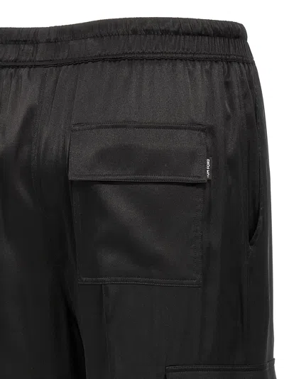Tom Ford Stretch Silk Satin Flare Leg Cargo Pajama Pants In Black