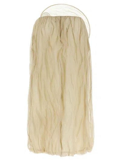 Magda Butrym Flowing Silhouette Layered Sheer Skirt In Beige
