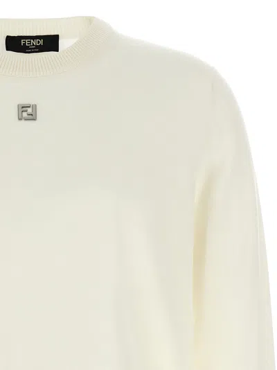Fendi White Virgin Wool Sweater In White