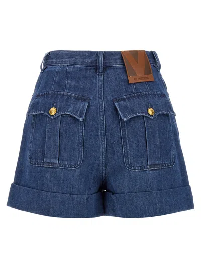 Valentino Denim Shorts With Back Pockets And Belt Loops In Blue