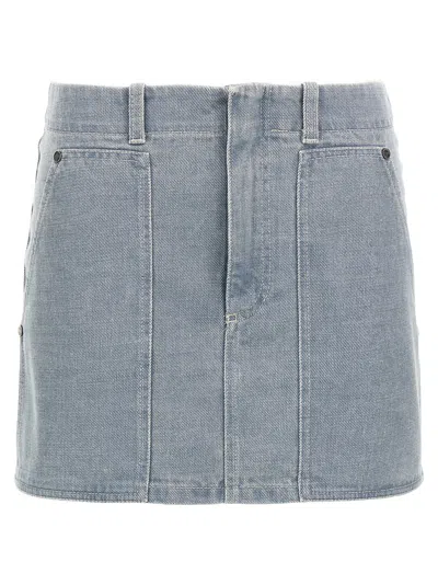 Fendi Denim Mini Skirt In Gray