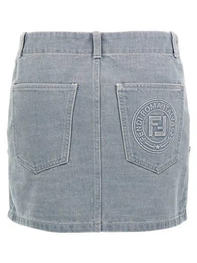 Shop Fendi 'go To' Skirt In Gray