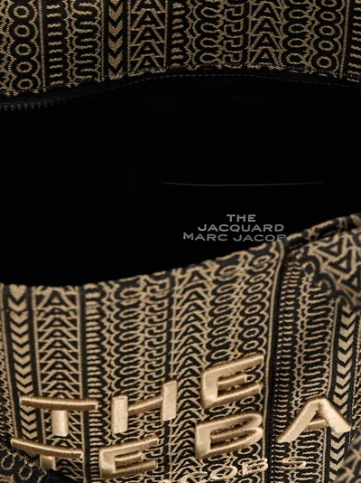 Marc Jacobs Large Jacquard Shopper Bag With Versatile Leather Handles In Black