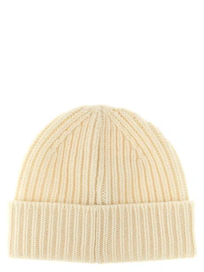Golden Goose Knit Label Beanie With Turn-up Brim In White