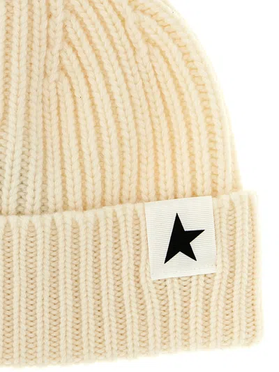 Golden Goose Knit Label Beanie With Turn-up Brim In White