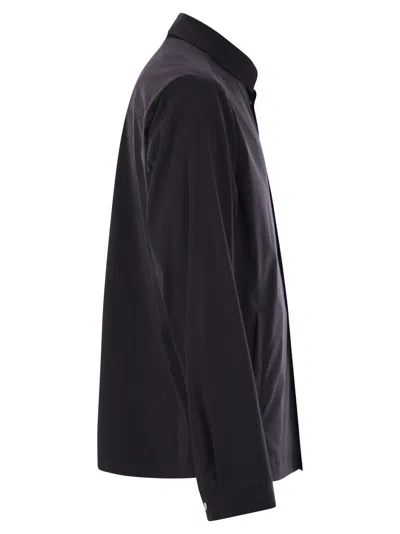 Herno Shirt-cut Jacket In Tech Wool In Blue