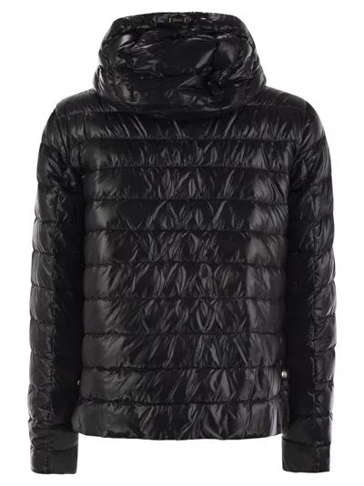 Herno Black Down Jacket With Drawstring Hood And Logo Detail On The Drawstring In Tech Fabric Woman In Black