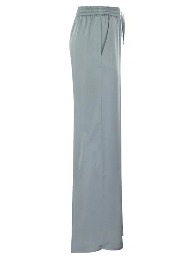 Herno Satin Trousers With Elasticated Waistband In Light Blue