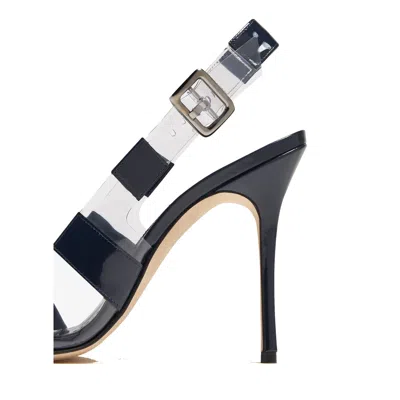 Manolo Blahnik Uxra 105 Patent-leather And Pvc Slingback Pumps In Blue