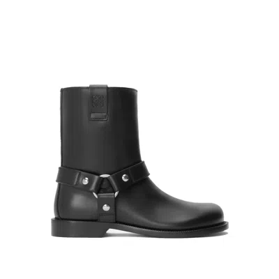 Loewe Man Ankle Boots Black Size 9 Leather In Black