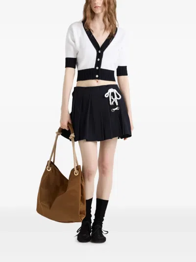 Prada Cropped Cotton Cardigan In White