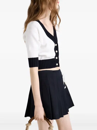 Prada Cropped Cotton Cardigan In White