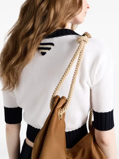 Prada Cropped Cotton Cardigan In White