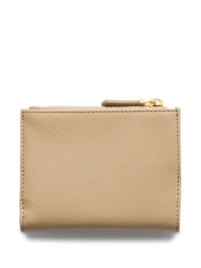 Prada Small Saffiano Leather Wallet In Neutrals