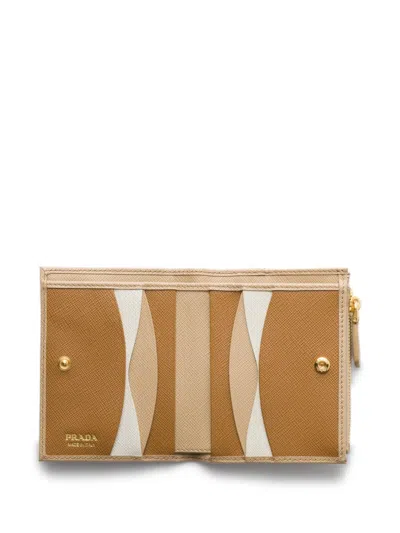 Prada Small Saffiano Leather Wallet In Neutrals