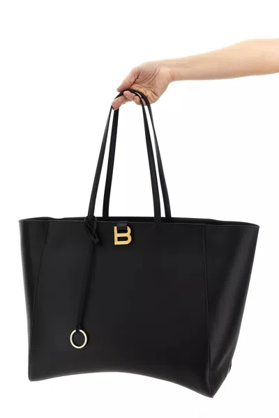Balenciaga Hourglass Soft Tote Large Shopping Bag In Black