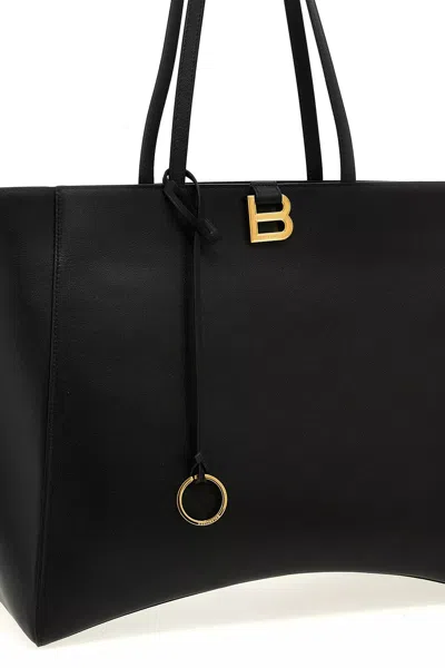 Balenciaga Hourglass Soft Tote Large Shopping Bag In Black