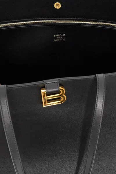 Balenciaga Hourglass Soft Tote Large Shopping Bag In Black