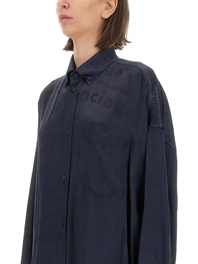 Balenciaga Women's All Over Logo Shirt In Black