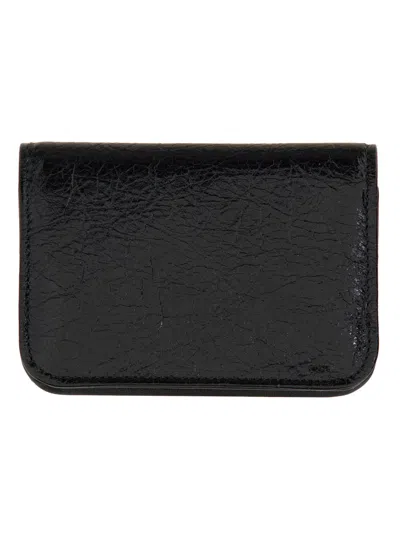 Balenciaga Monaco Card Case With Logo In Black