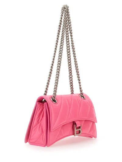 Balenciaga Small Crush Quilted Chain Shoulder Bag In Pink