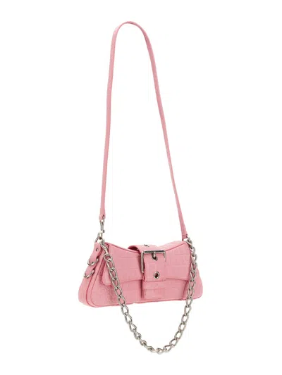Balenciaga Borsetta A Tracolla Lindsay Con Tracolla E Lavorazione Coccodrillo Da Donna In Rosa Chiaro In Pink