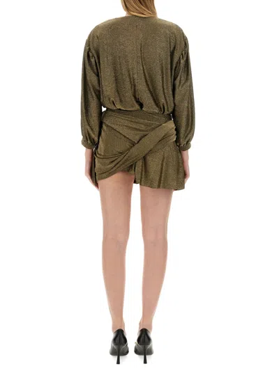 Balenciaga V-neck Dress In Gold