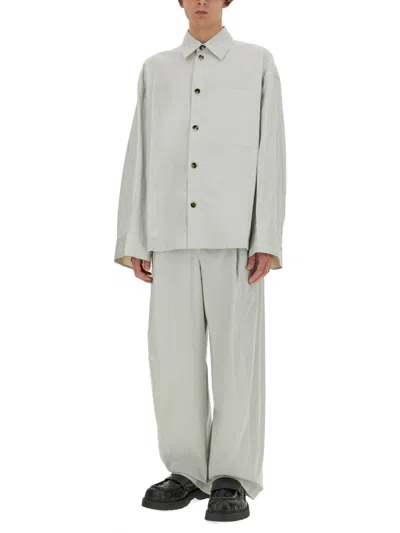 Bottega Veneta Light Wool Silk Mouline Blazer Pants In Gray