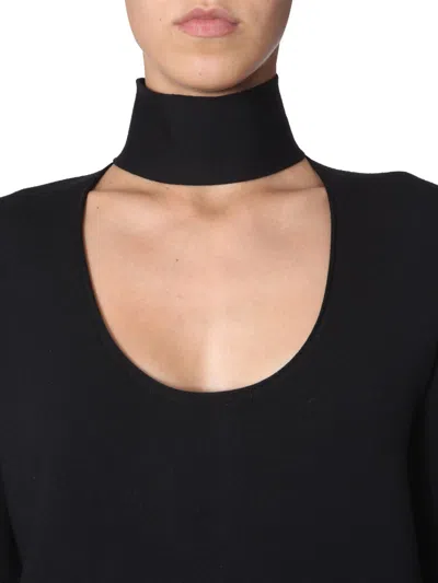Bottega Veneta Wool-blend Turtleneck Midi Dress In Black