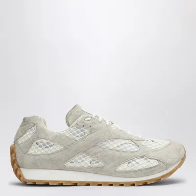 Bottega Veneta Orbit Suede, Leather, Mesh And Fishnet Sneakers In Gray