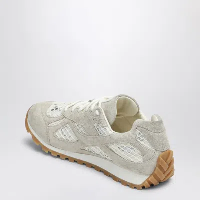 Bottega Veneta Orbit Suede, Leather, Mesh And Fishnet Sneakers In Gray