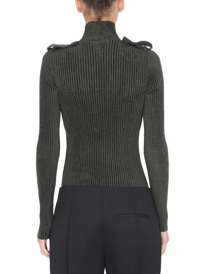 Bottega Veneta Cut-out Ribbed Knit Top In Green