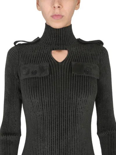 Bottega Veneta Cut-out Ribbed Knit Top In Green