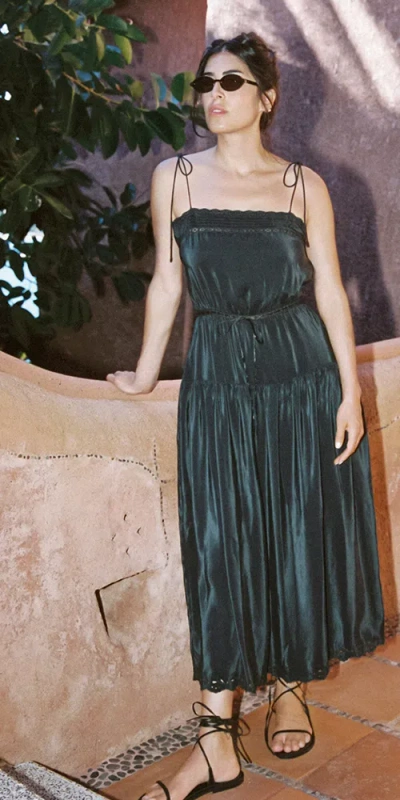Ciao Lucia Petra Sleeveless Lace-trim Midi Dress