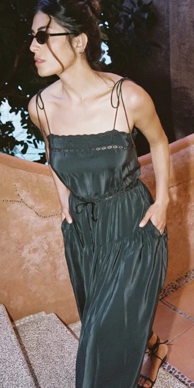 Ciao Lucia Petra Sleeveless Lace-trim Midi Dress
