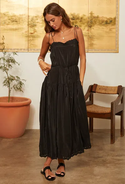Ciao Lucia Petra Sleeveless Lace-trim Midi Dress