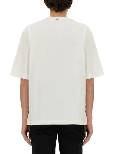 Burberry White Crewneck T-shirt With Equestrain Knight Patch In Cotton Man In White