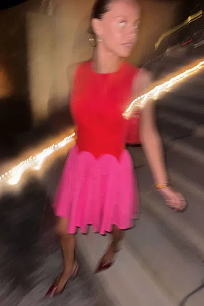 Never Fully Dressed Contrast Mini Dress In Red And Pink