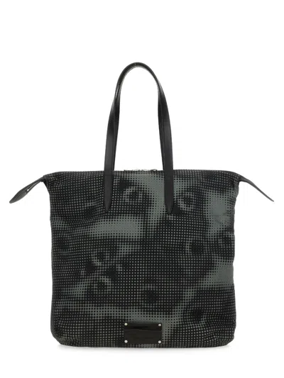 Dries Van Noten Men Printed Cotton Denim Tote Bag In Black