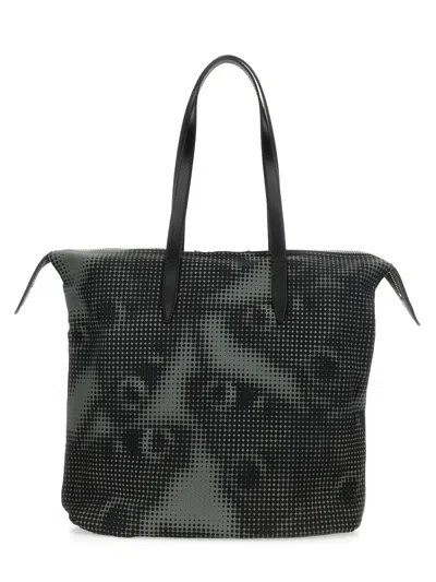 Dries Van Noten Men Printed Cotton Denim Tote Bag In Black