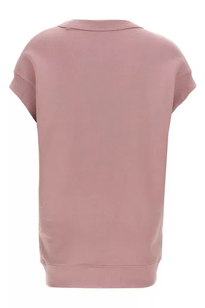 Dries Van Noten Embellished Crew Neck Cap Sleeves Sweatshirt In Pink