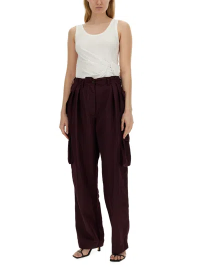 Dries Van Noten Plum Nylon Polkar Cargo Pant In Multicolor