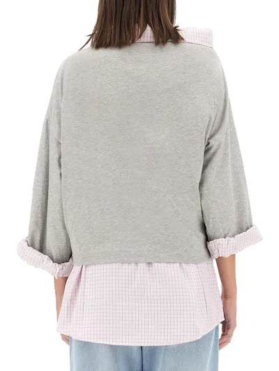 Dries Van Noten Layered Asymmetric Neck Top In Gray