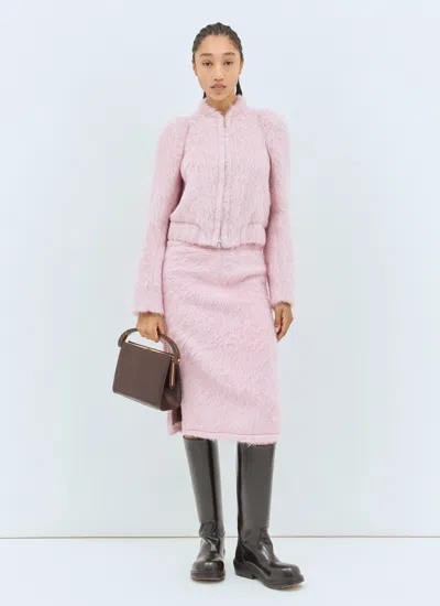Dries Van Noten Fluffy Midi Skirt In Pink