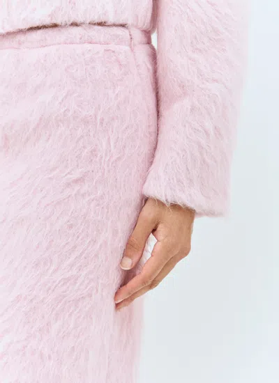 Dries Van Noten Fluffy Midi Skirt In Pink
